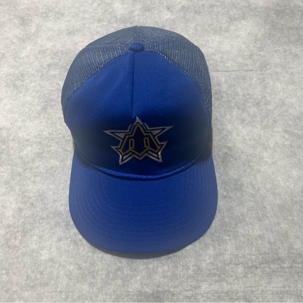 Vintage Seattle Mariners Trident Logo Trucker Snapback Adjustable Cap Hat Rope